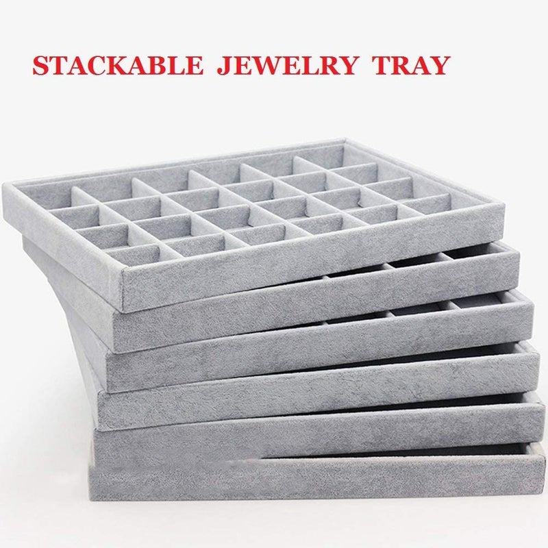 Stratalife Jewelry Organizer Stackable Earring Tray Drawer Inserts Large Drawer Jewelry Organizer Earring Display Jewelry Storage Show Case (24 Grid) - Image 3
